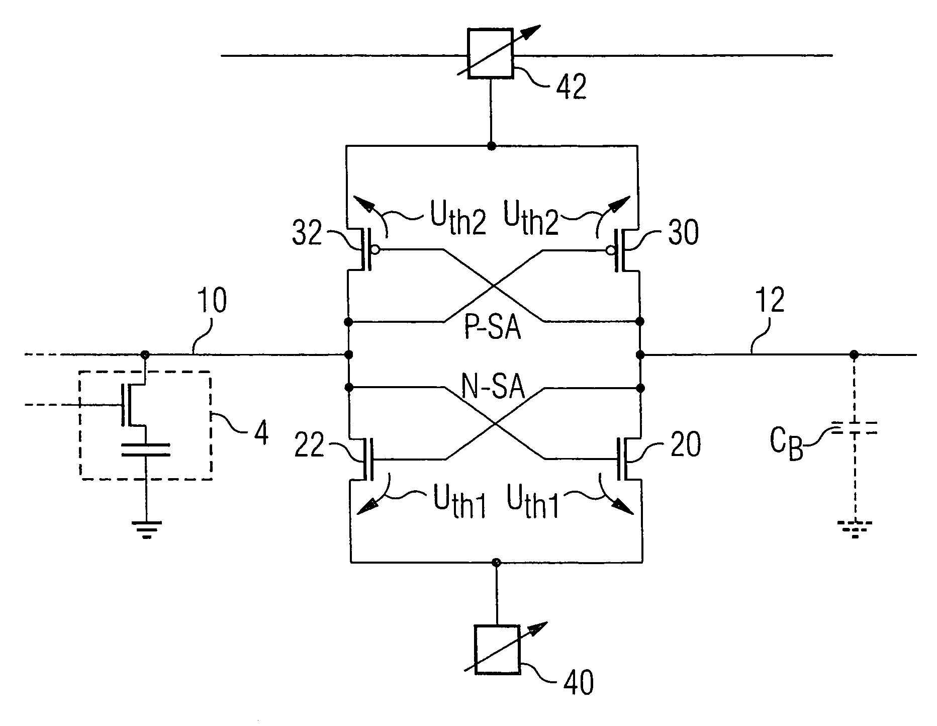 Circuit arrangement for reading out, evaluating and reading in again a charge state into a memory cell