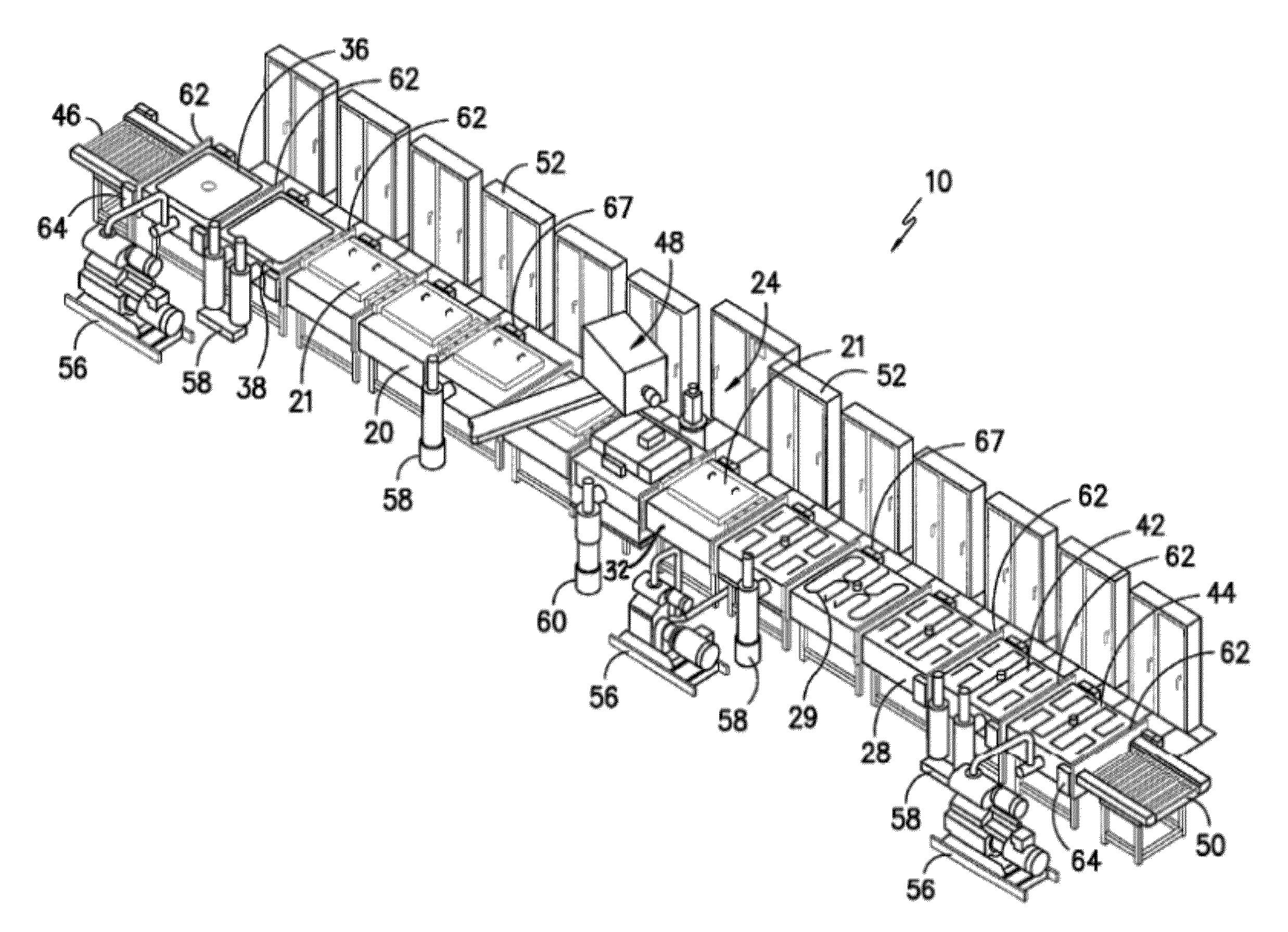 Dynamic system for variable heating or cooling of linearly conveyed substrates