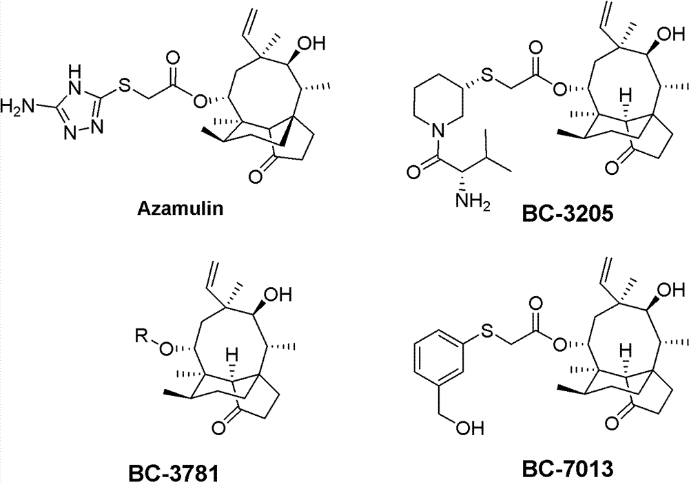 Mulin acetate containing substituted squaric acid and application thereof