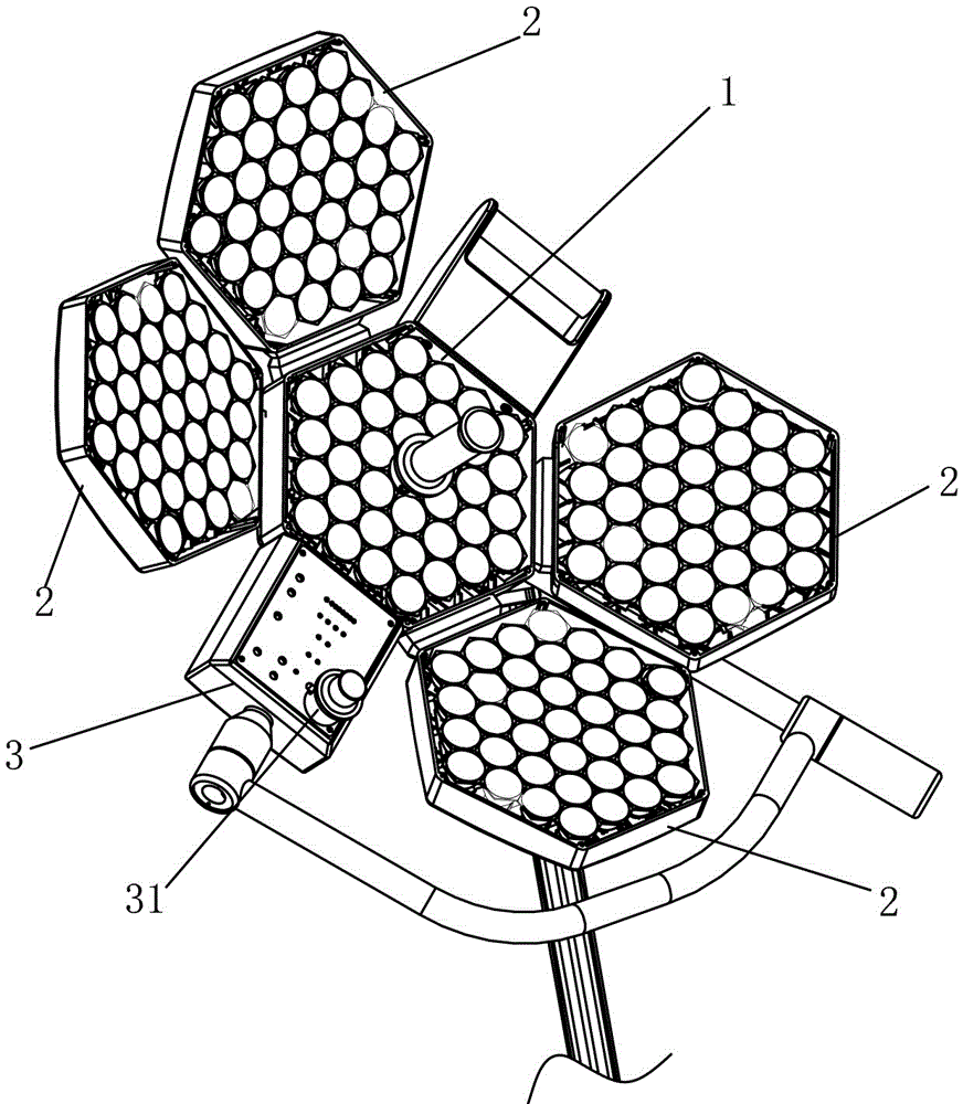 LED surgical shadowless lamp with multi-lens light source matrix and method for correcting shadowless rate