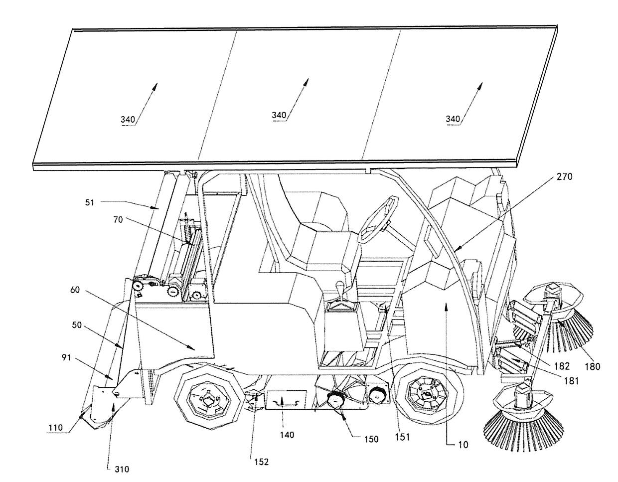 Large to medium-size sweeping and mopping vehicle and mopping vehicle