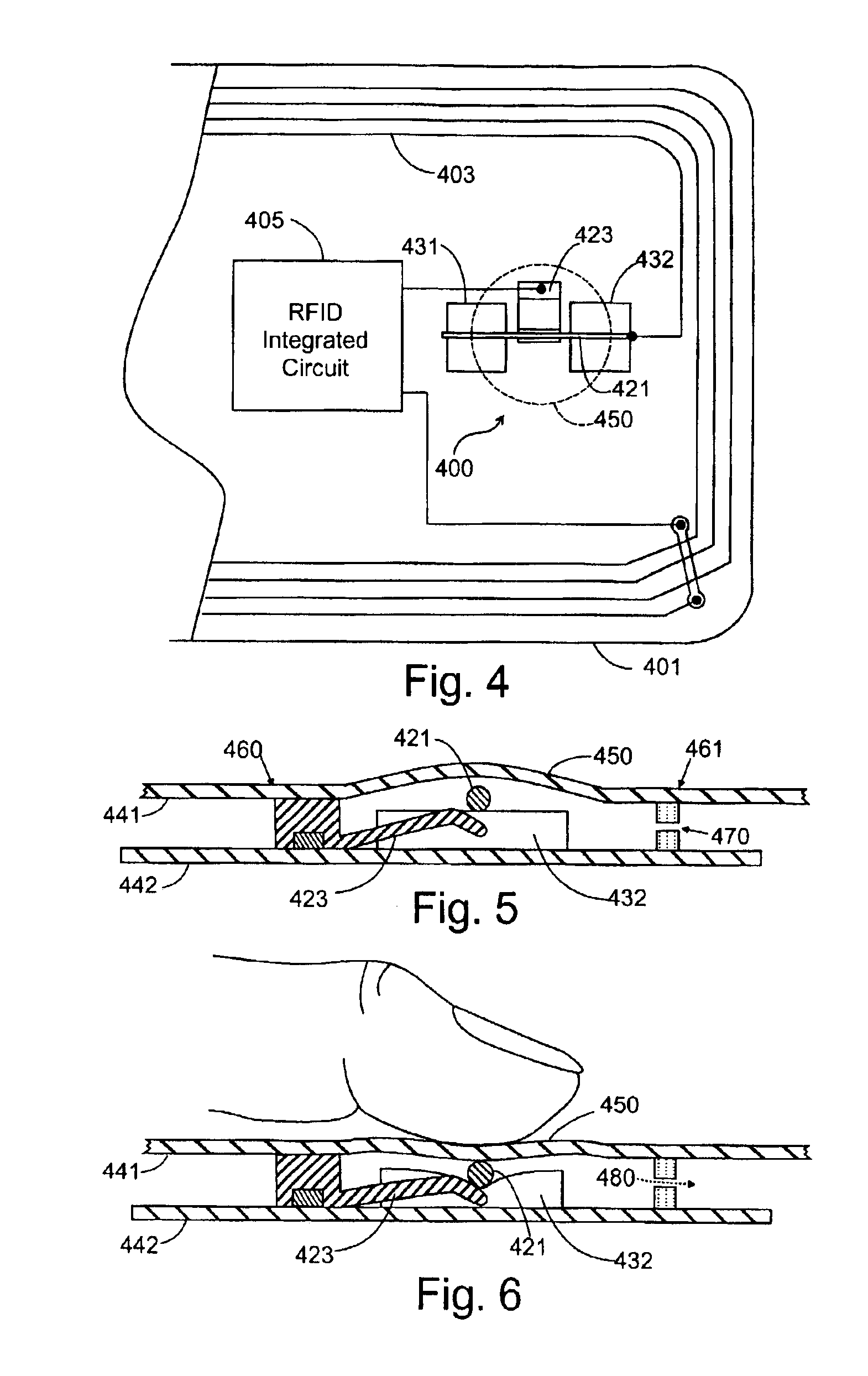 Manually operated switch for enabling and disabling an RFID card