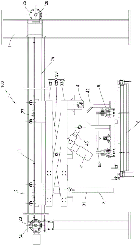 A loading system at the end of a container