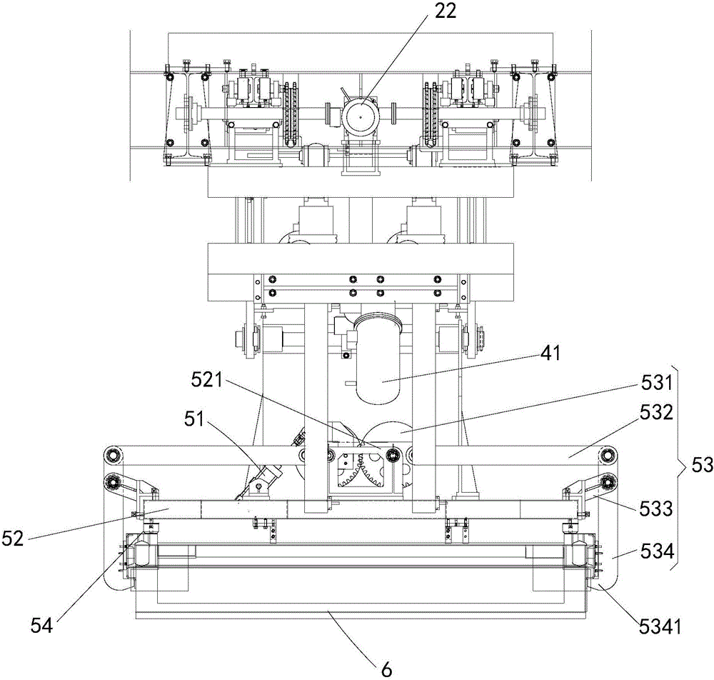 A loading system at the end of a container