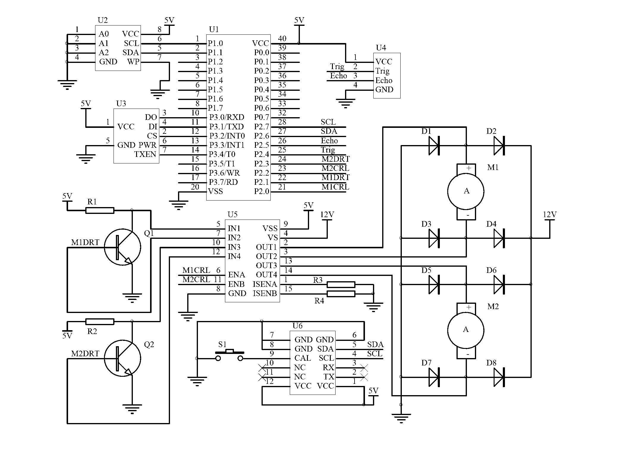 Wheeled mobile robot motor driving circuit based on multiple sensors