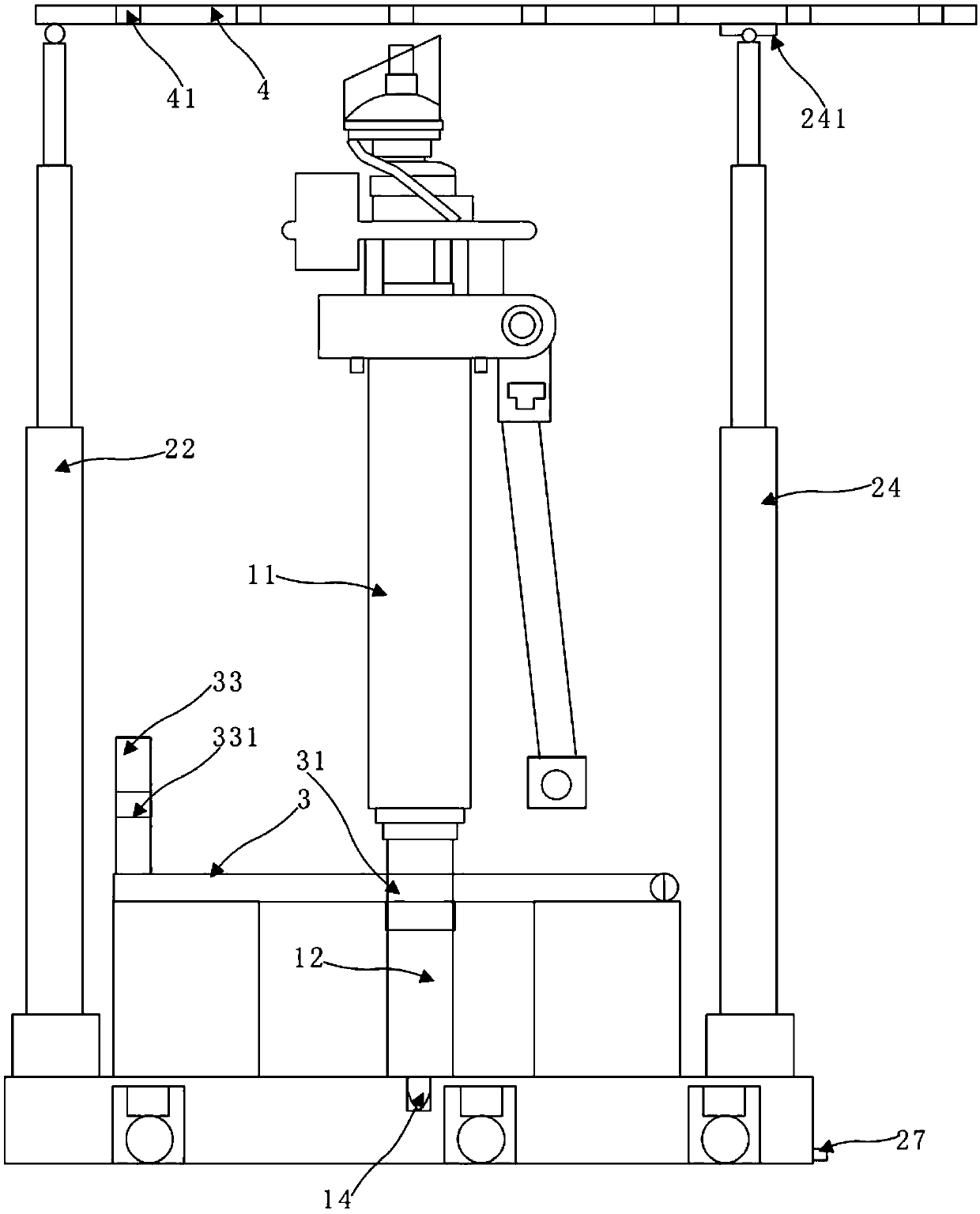 Pneumatic anchor rod drilling machine operation positioning device and method for geotechnical engineering