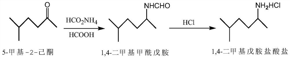 Preparation method of 1, 4-dimethyl pentylamine hydrochloride