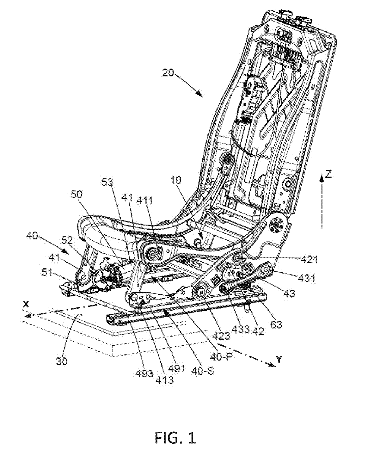 Seat with automatic tilting