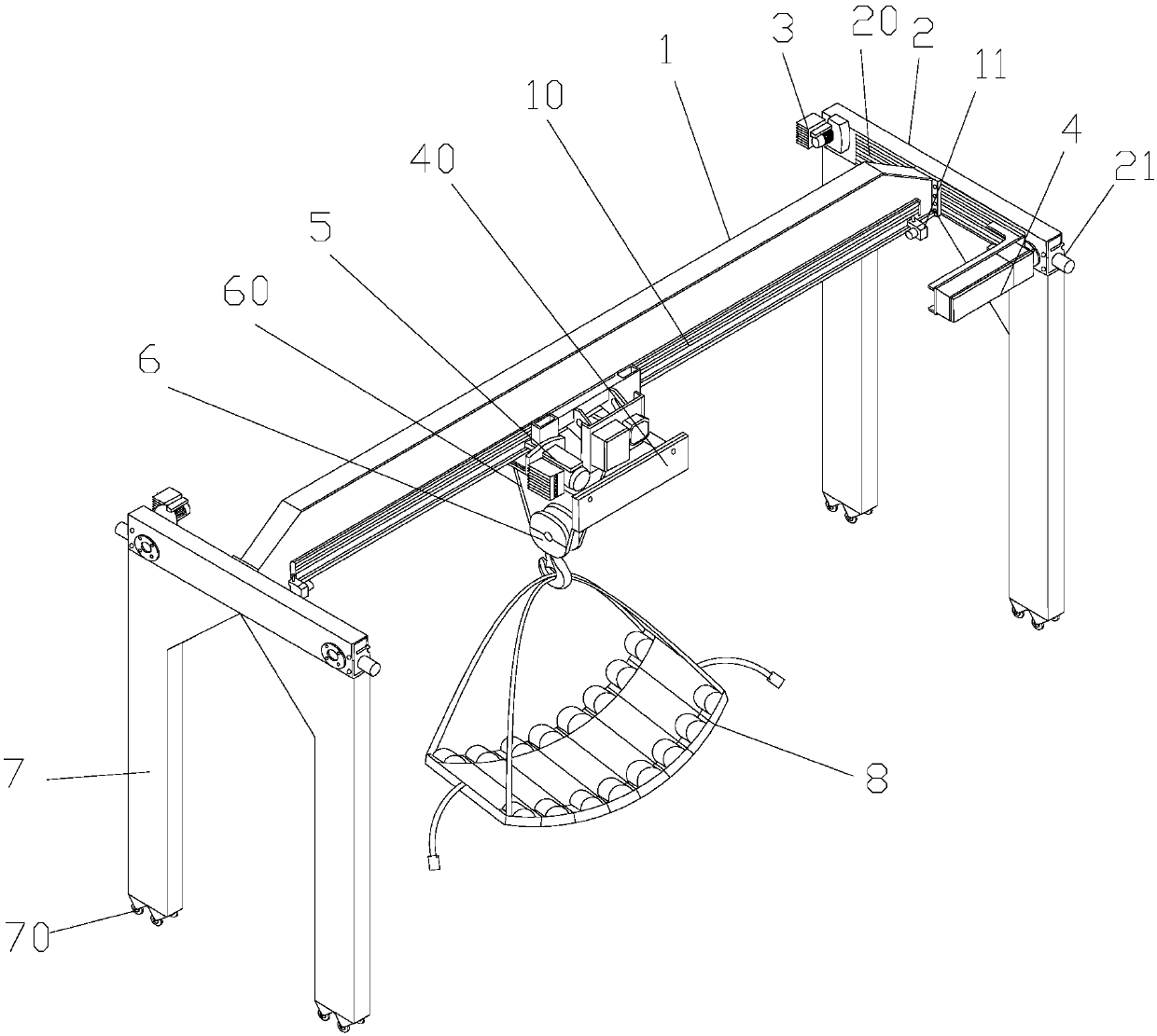 Natural gas pipe construction support device