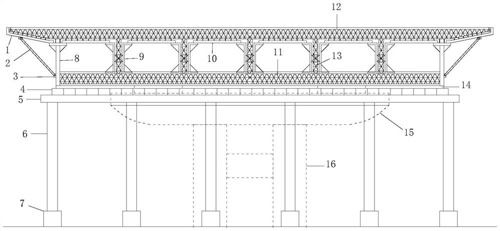 Large-width cast-in-place box girder and construction method thereof