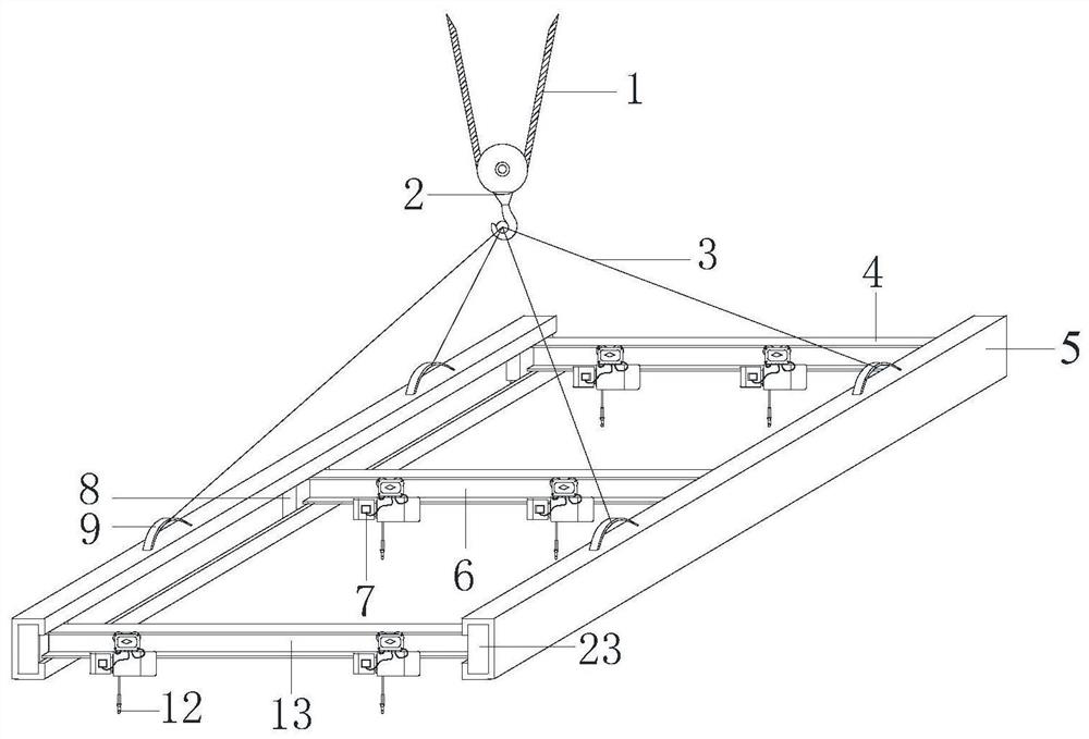 Prefabricated and assembled composite panel hoisting stereotyped adjustable spreader and its construction method