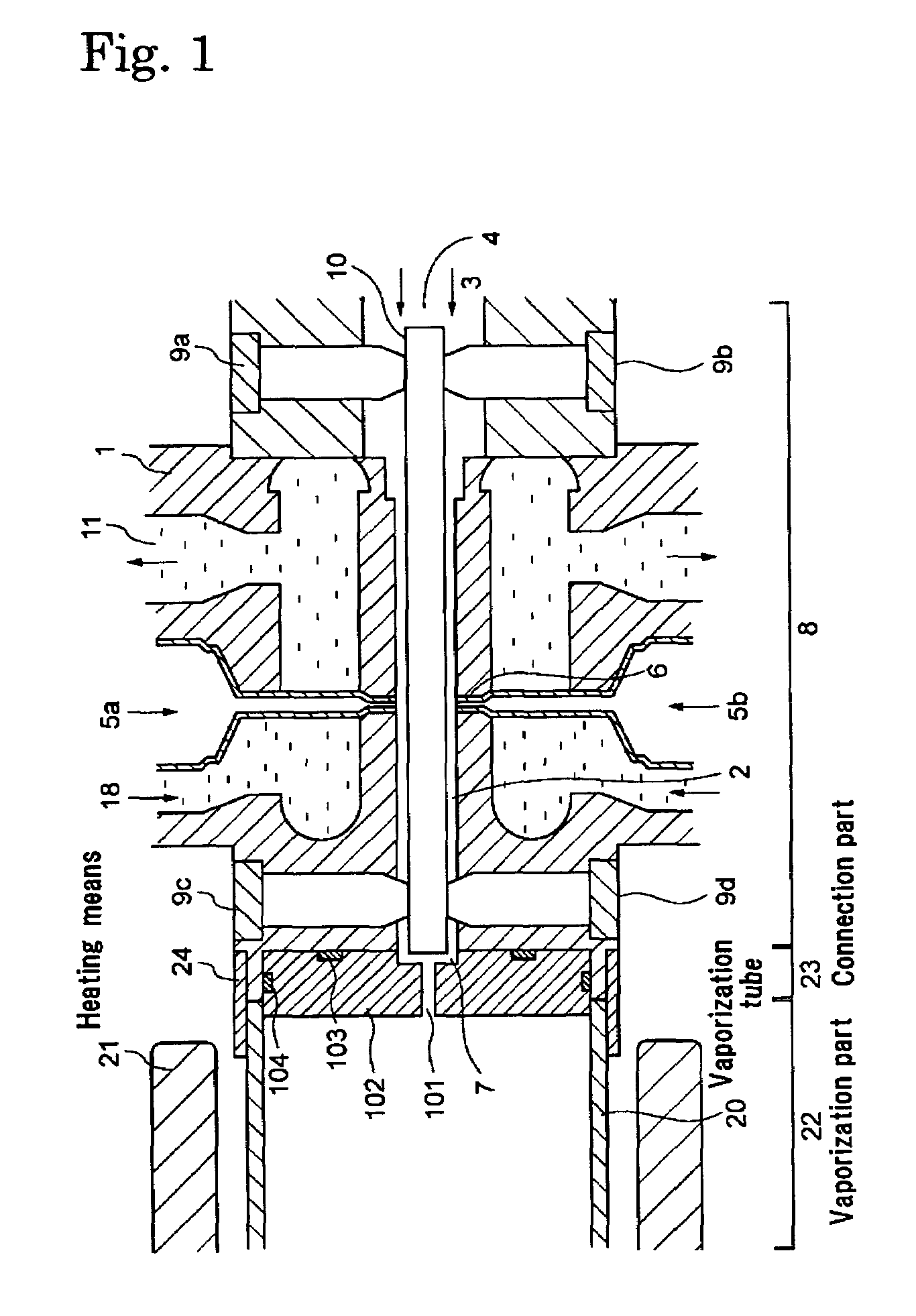 Vaporizer and various devices using the same and an associated vaporizing method