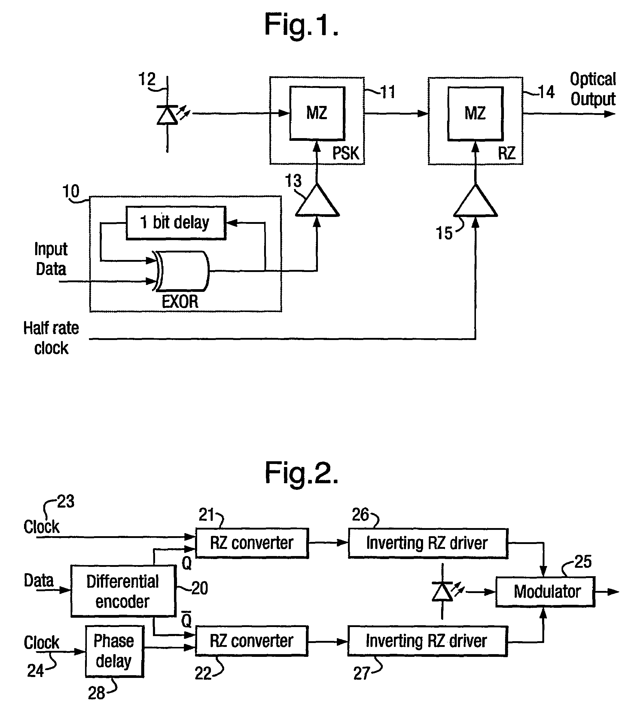 Method and apparatus for producing RZ-DPSK modulated optical signals