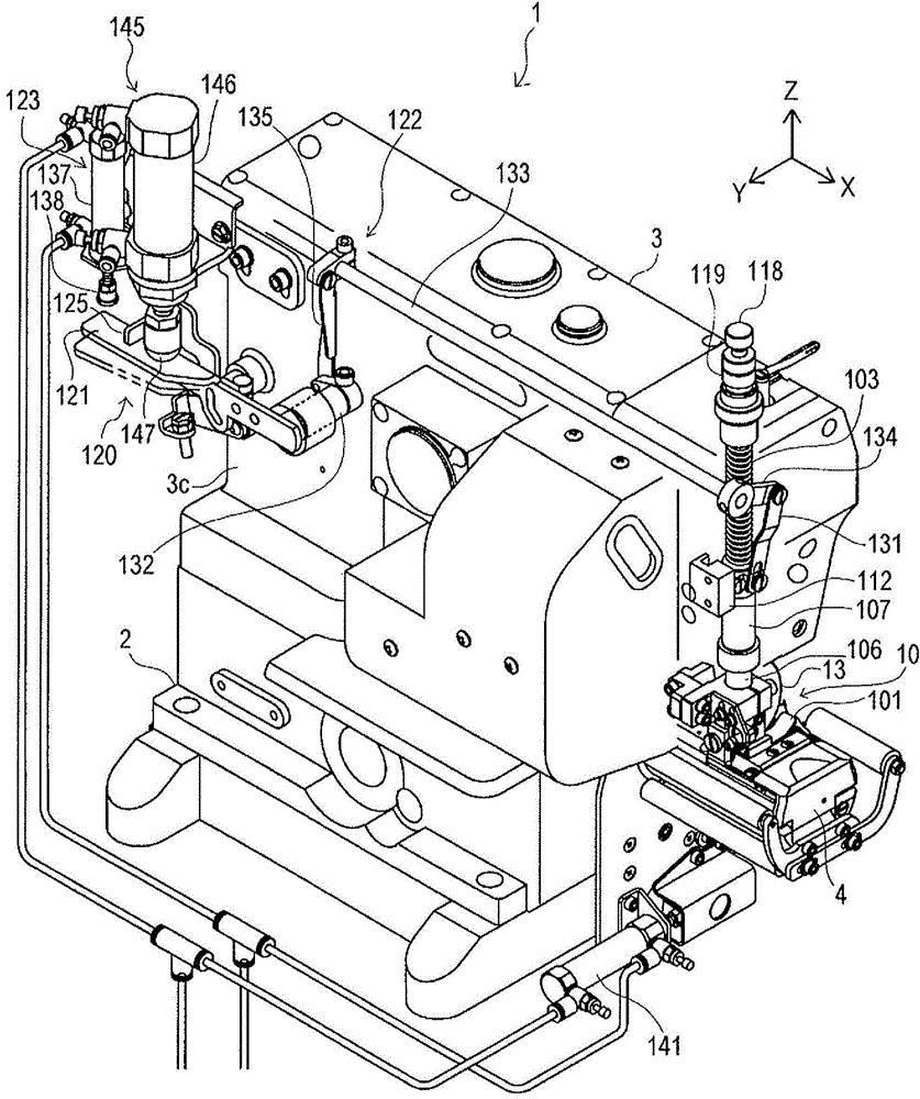 Gas cylinder type sewing machine