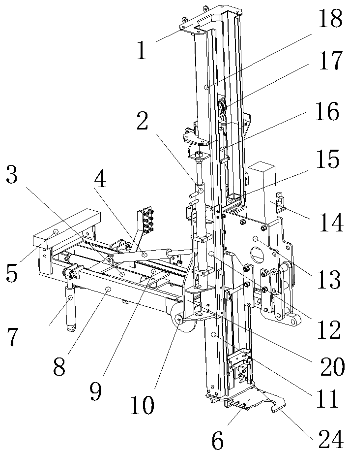 Operating mechanism of highway guardrail pile driving and pulling machine