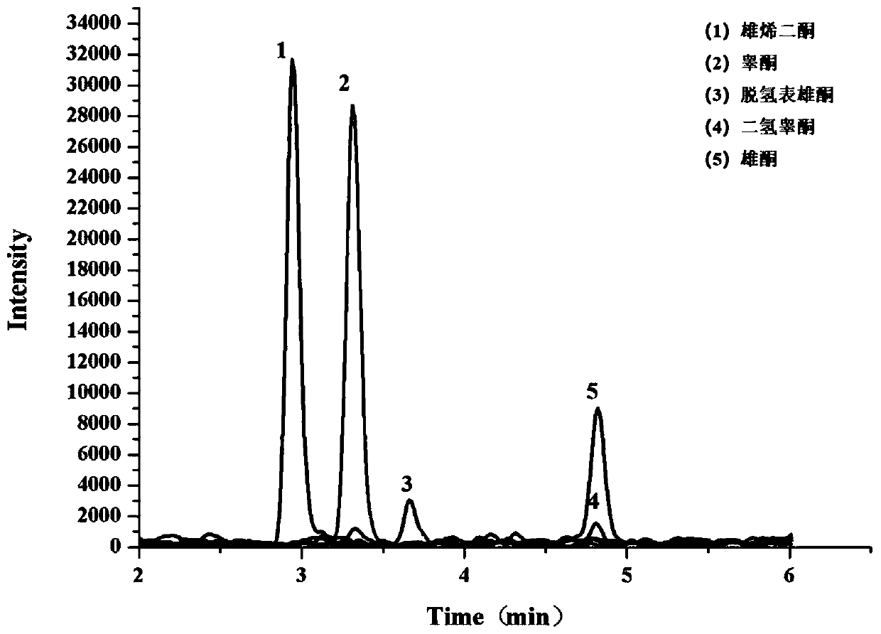 Method for detecting five androgens in serum
