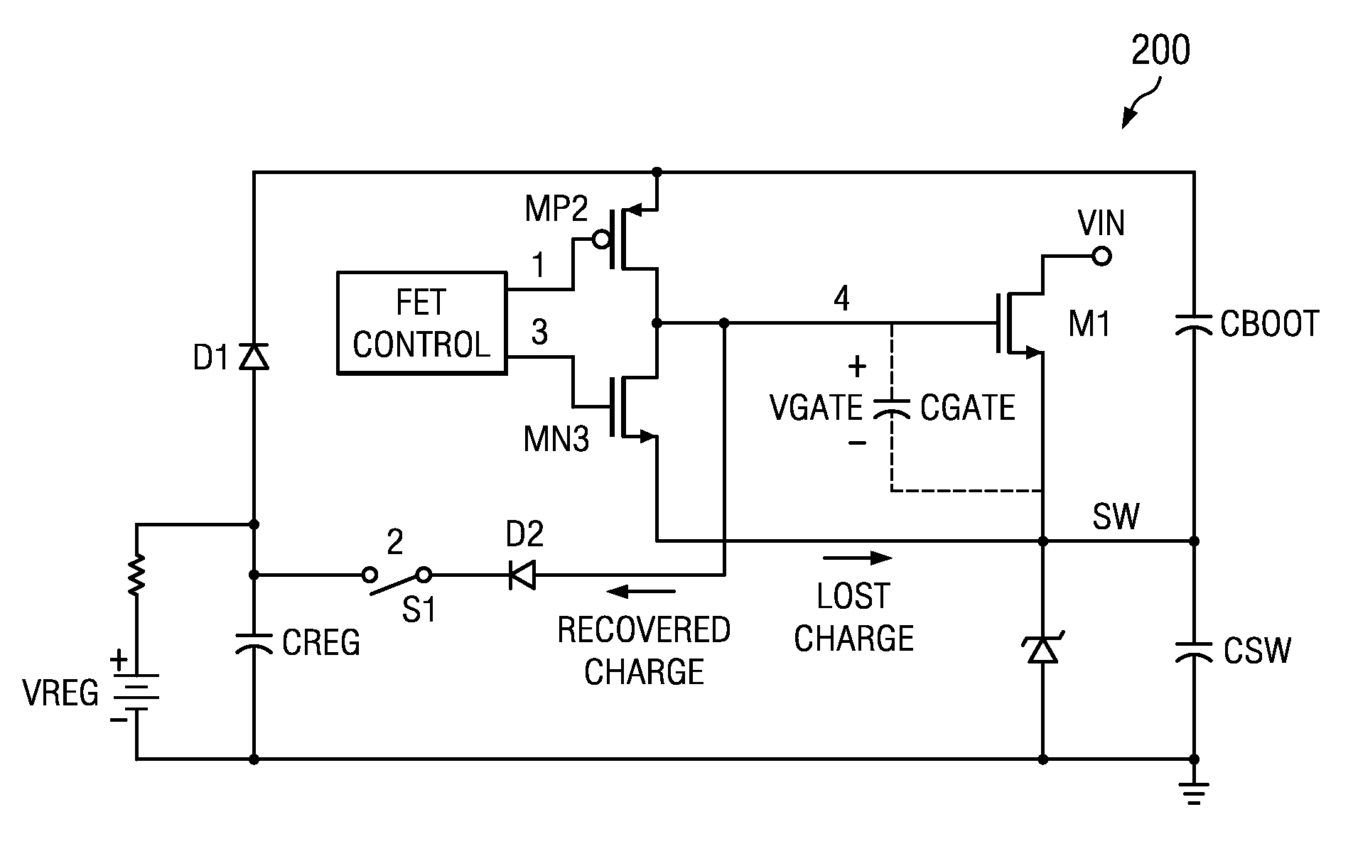 Power FET gate charge recovery