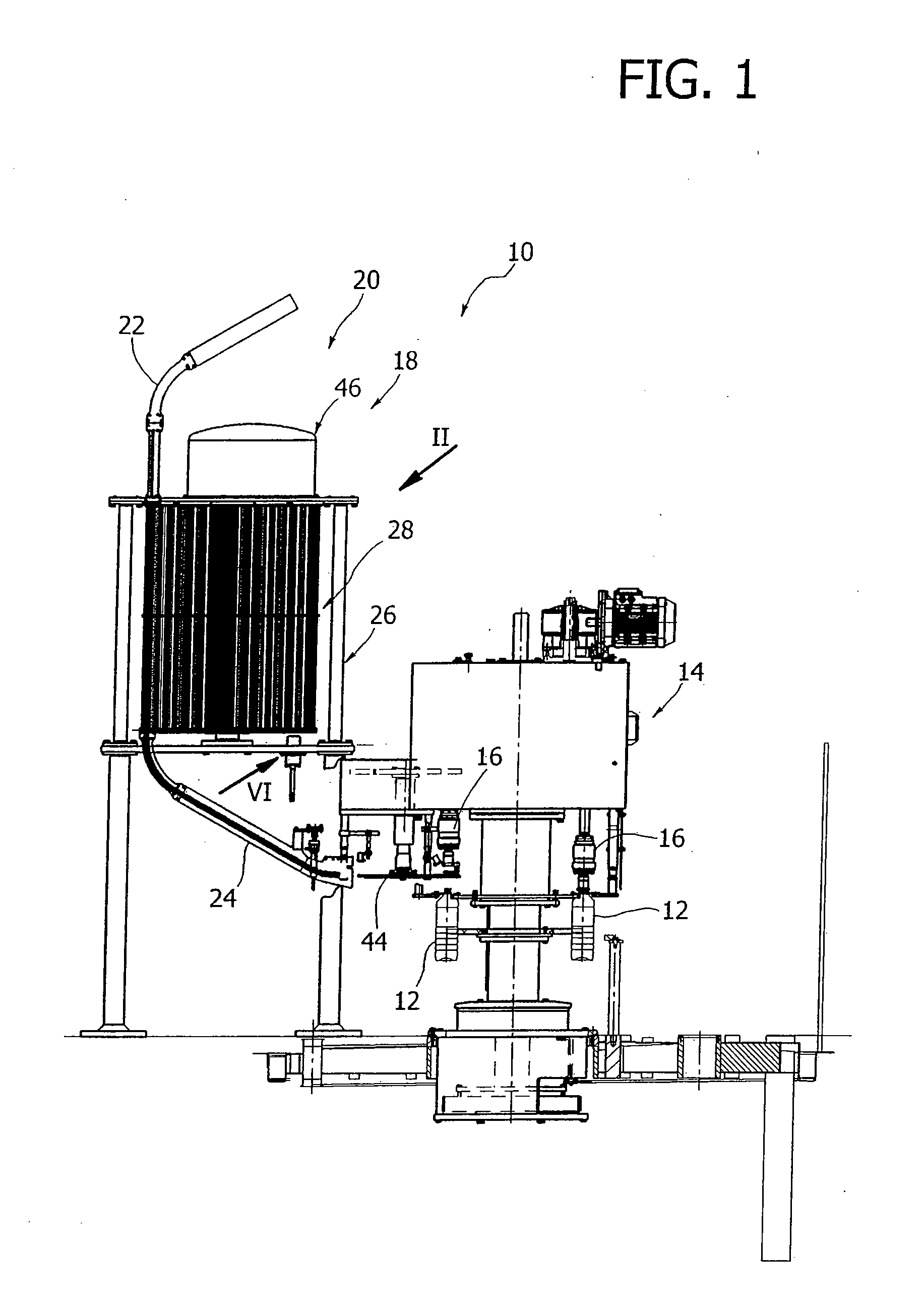 System for feeding caps with rotating-drum accumulation device