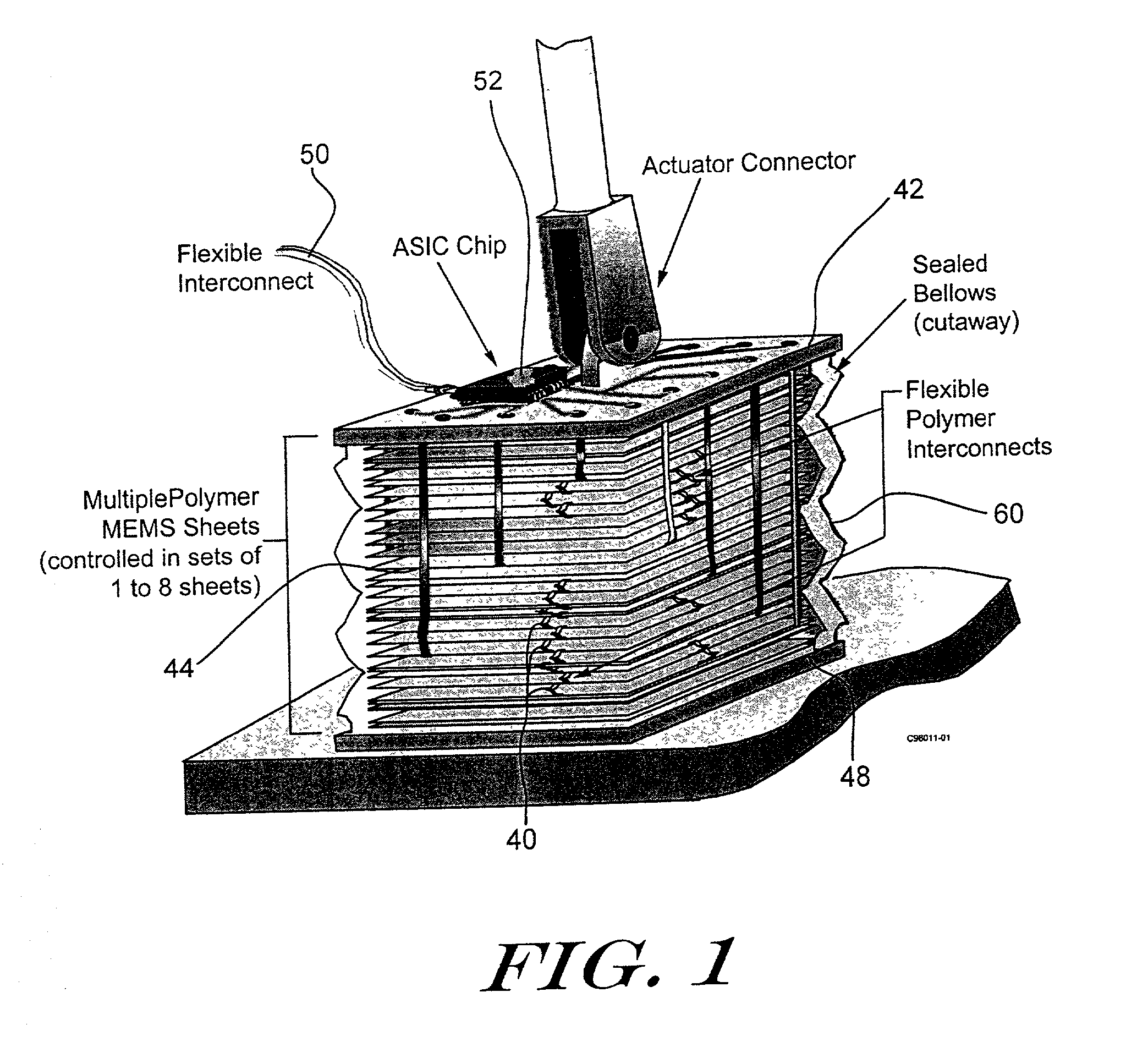 MEMS actuator with lower power consumption and lower cost simplified fabrication