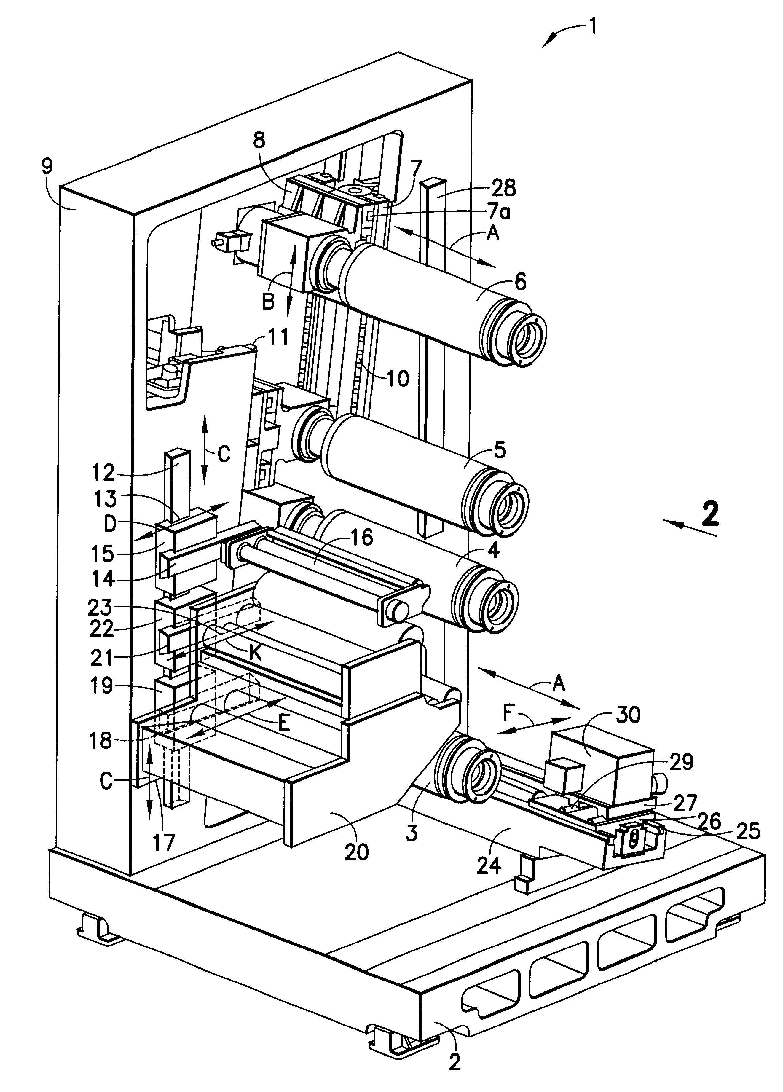 Printing unit for a rotary printing machine with cross slide