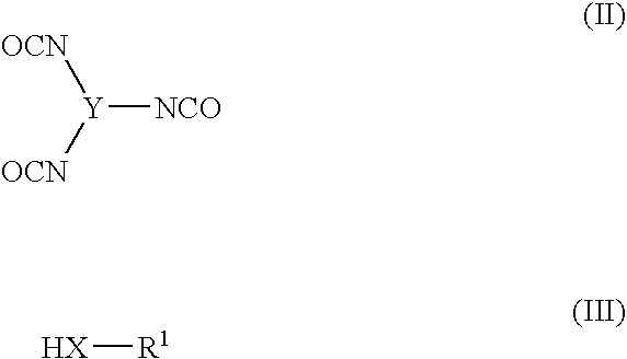 Adducts containing isocyanate groups and composition adhering effectively to painted substrates