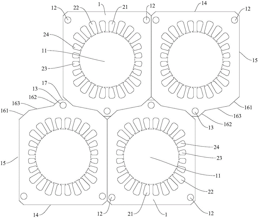 Stator punching piece, stator and compressor