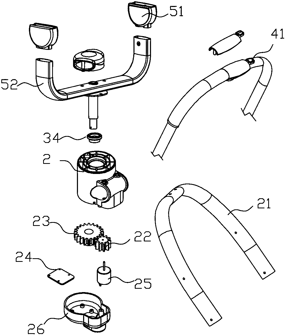 Electrodynamic-type seat direction-changing structure of baby carriage