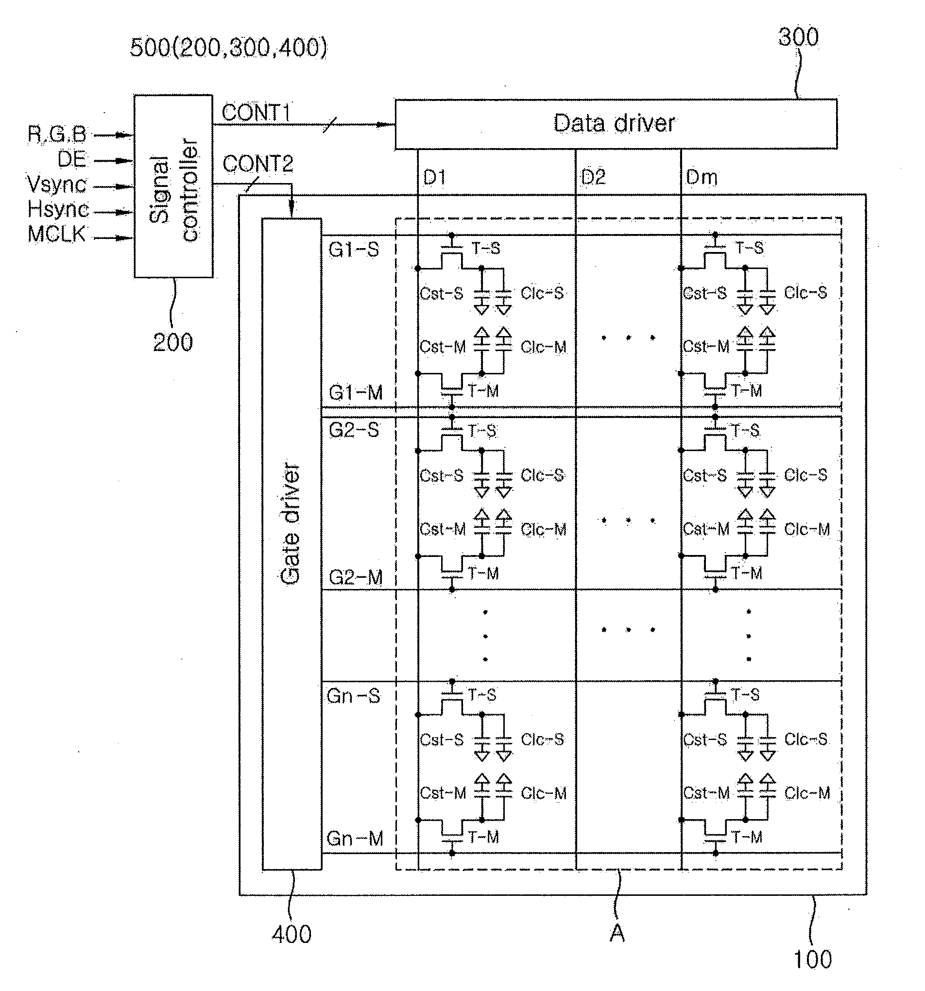 Flat panel crystal display employing simultaneous charging of main and subsidiary pixel electrodes
