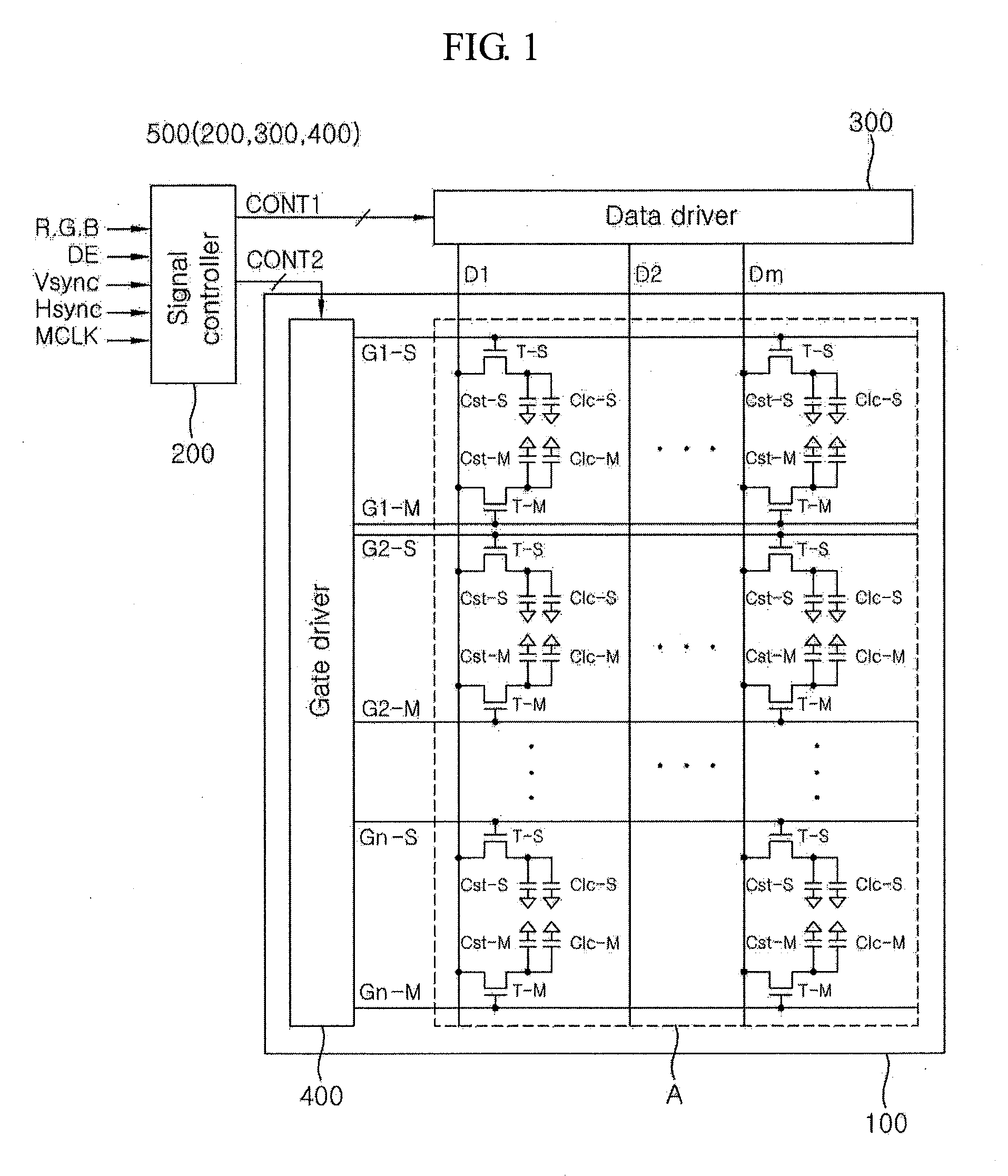 Flat panel crystal display employing simultaneous charging of main and subsidiary pixel electrodes