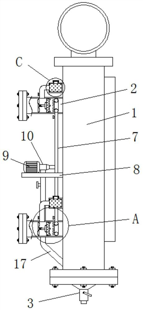 Anti-blocking mechanism of magnetic turning plate liquid level meter