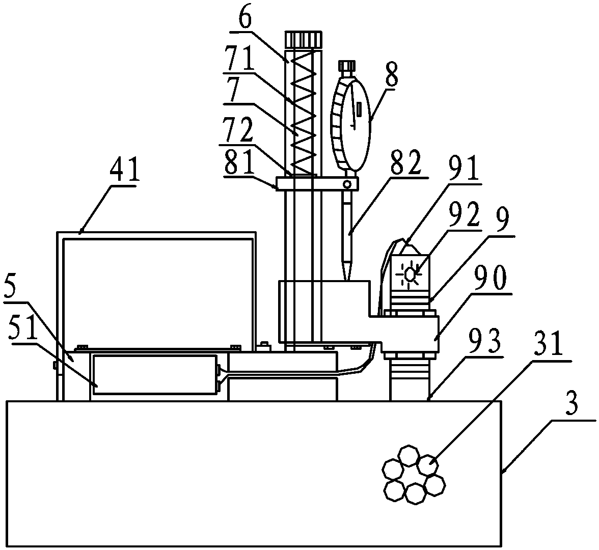 Nondestructive measuring instrument for thickness of covering rubber layer of steel wire lining conveyer belt and measuring method thereof