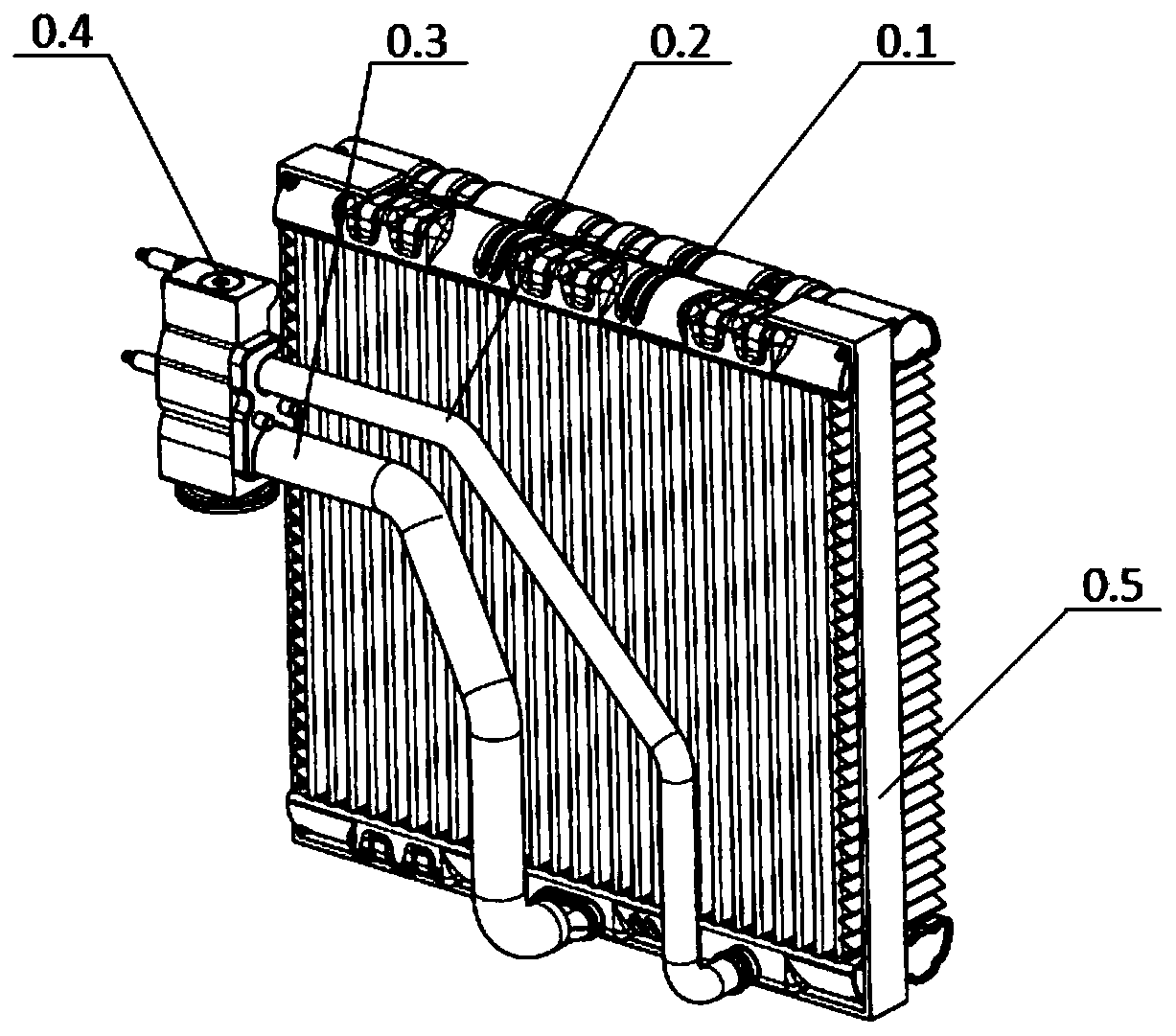 Assembling device for core sponge of evaporator assembly