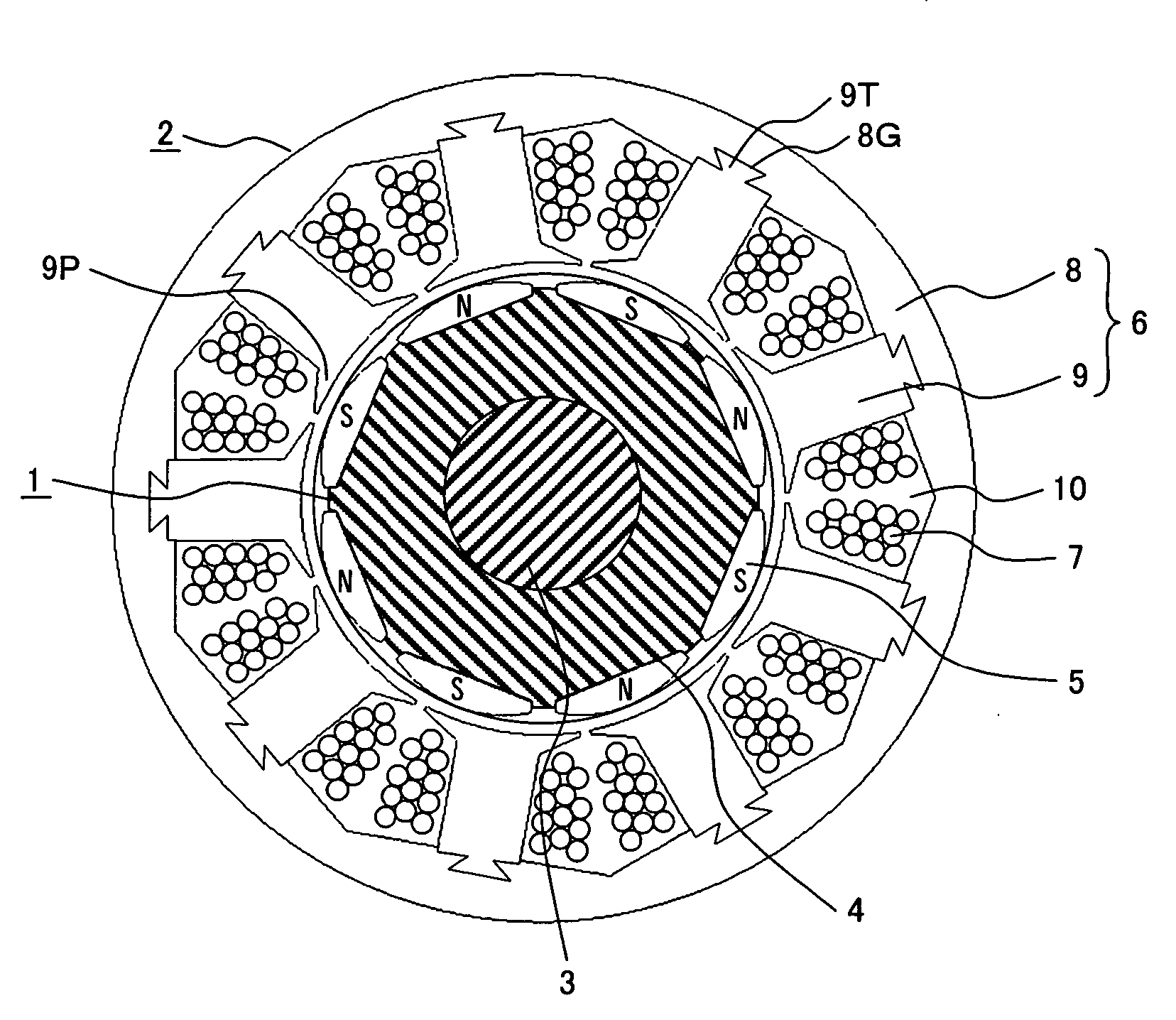 Electric rotating machine having permanent magnets and method of manufacturing teeth portions of the stator iron core