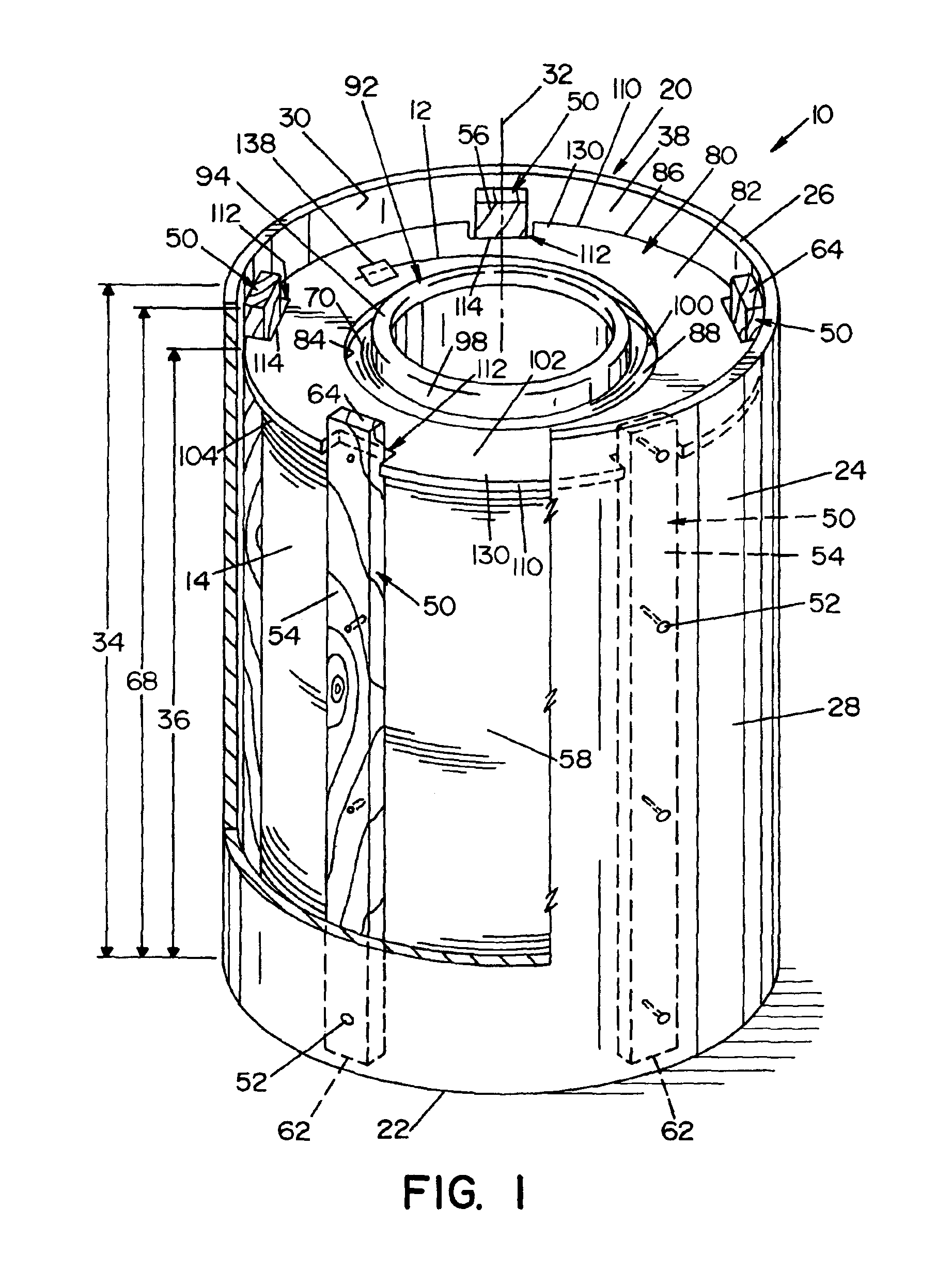 Welding wire container with ribbed walls and a mating retainer ring