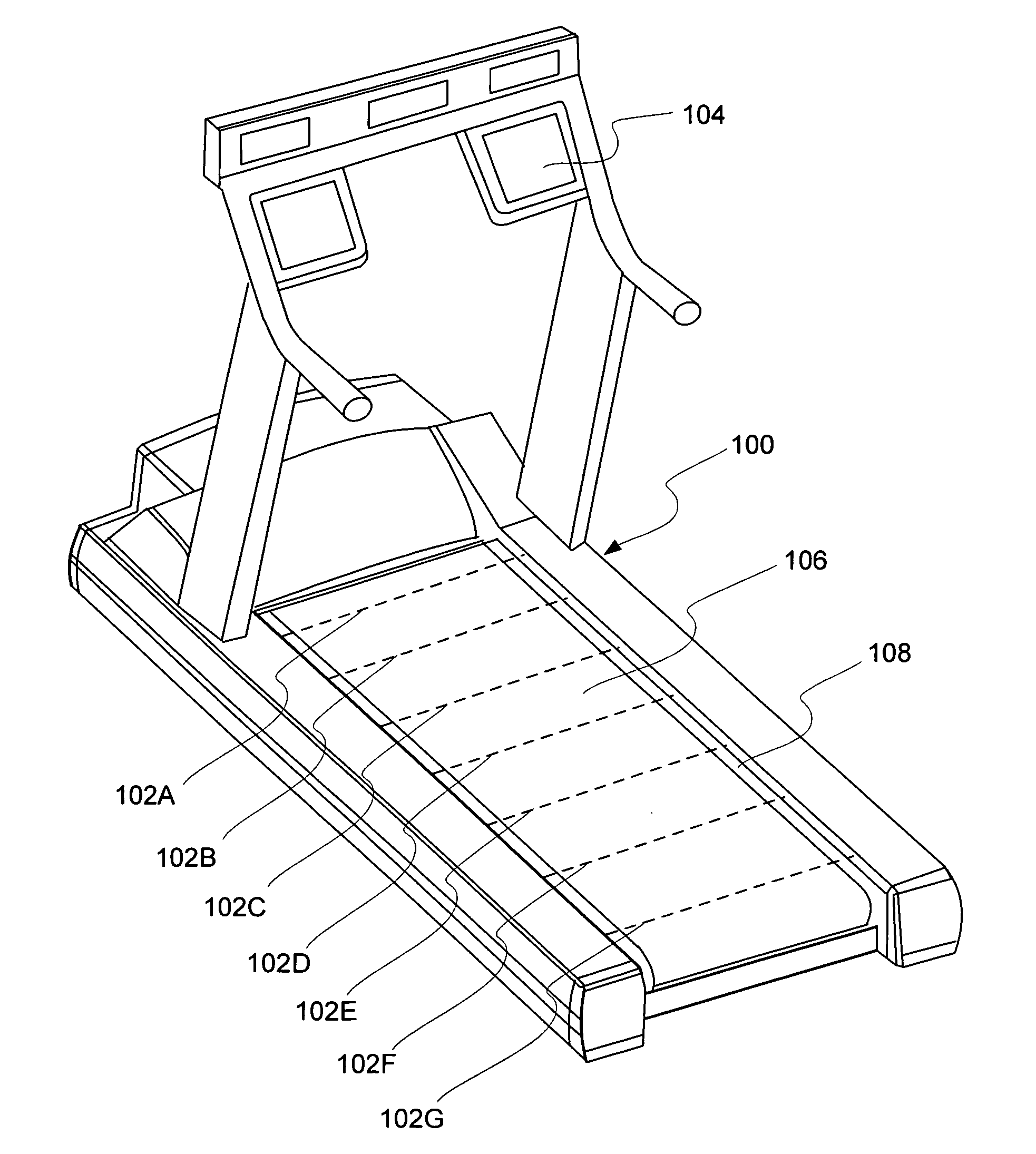 User footfall sensing control system for treadmill exercise machines