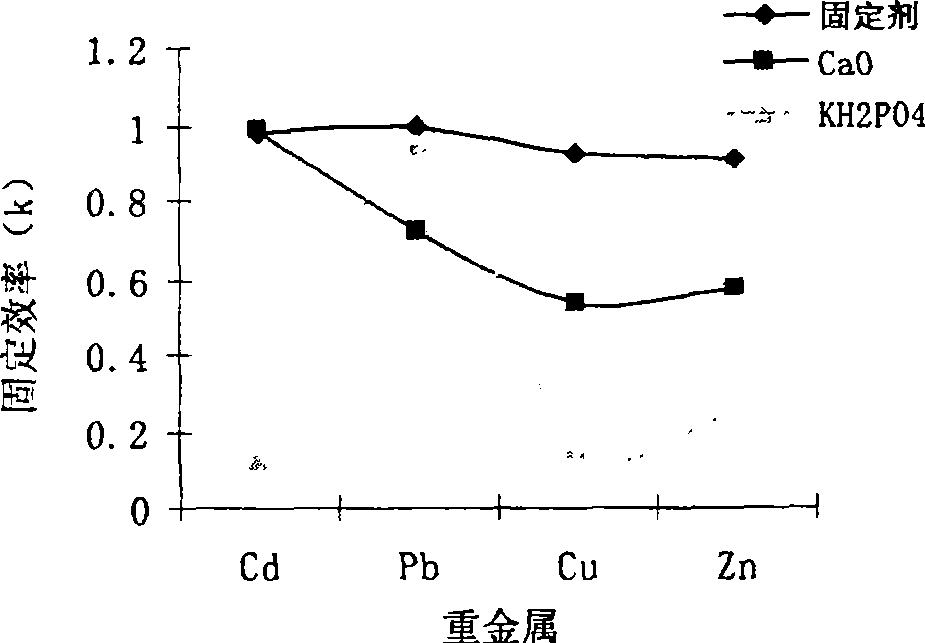 Fixative for in situ harnessing heavy metal pollution of soil