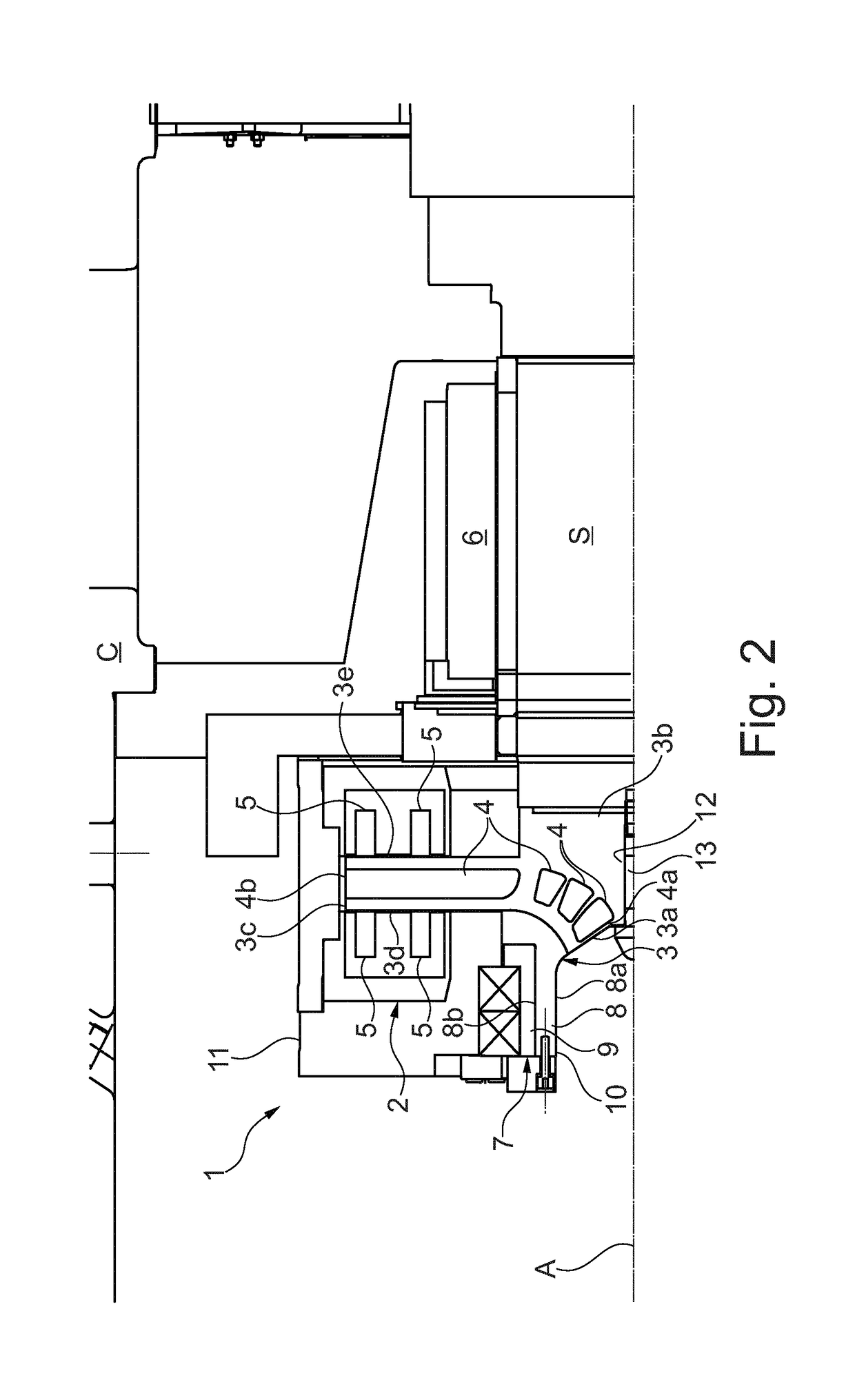 Magnetic bearing for a turbomachine