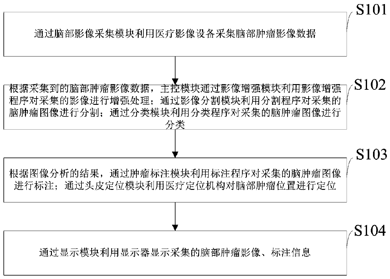 Brain tumor scalp positioning image processing method and system