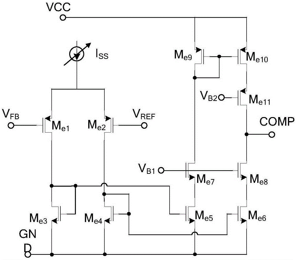 Error amplifier, transconductance amplifier and gain amplifier for composing DC-DC converter
