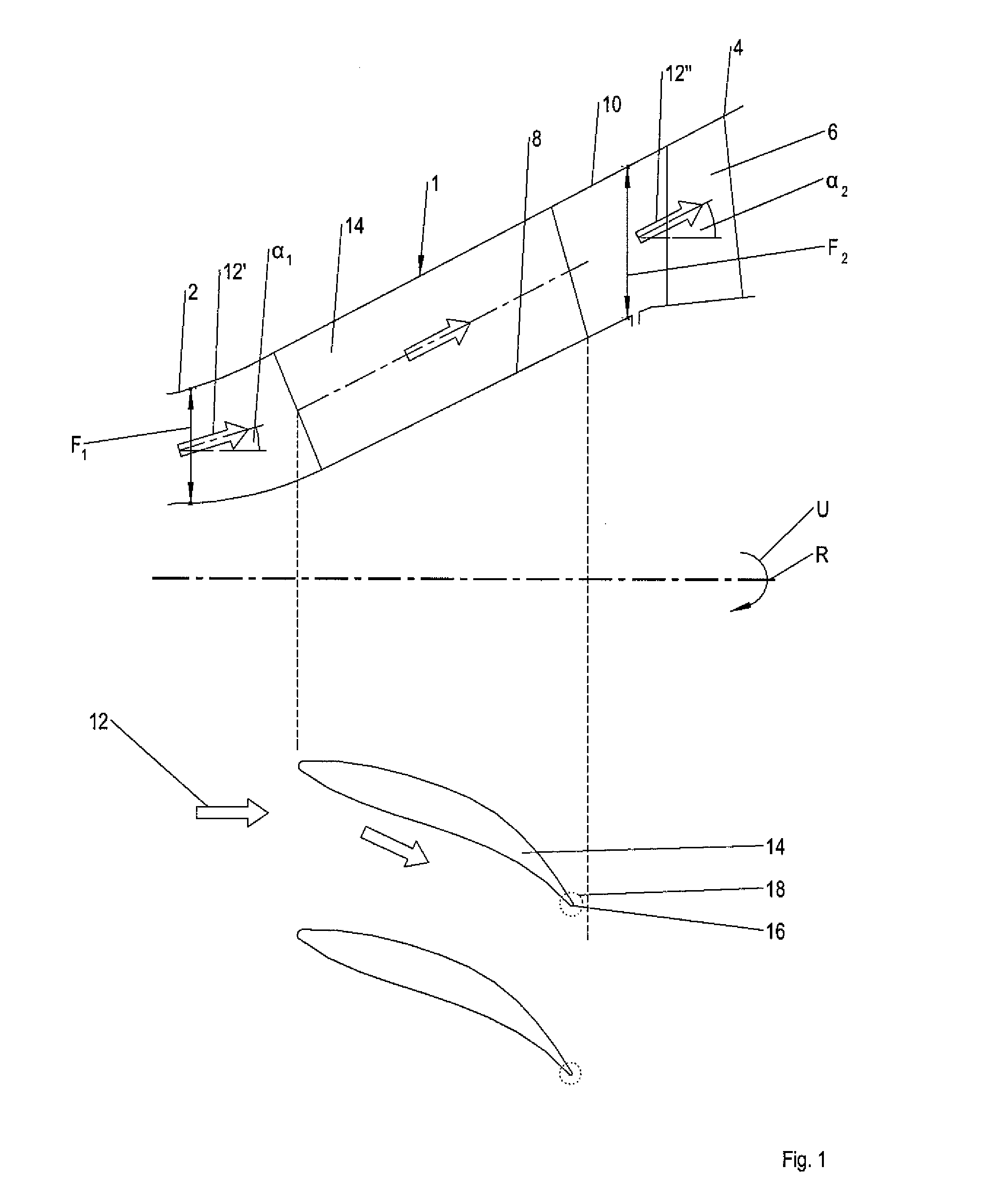 Passage channel for a turbomachine and turbomachine