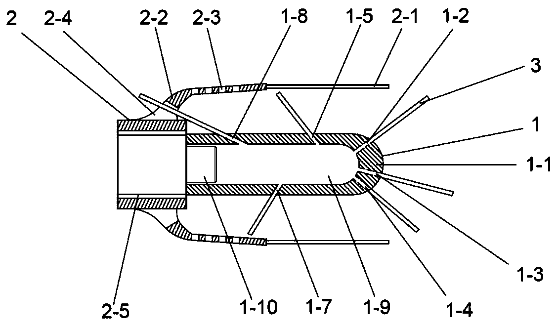 Spray head for self-rotating jet drill bit with speed loss-preventing device