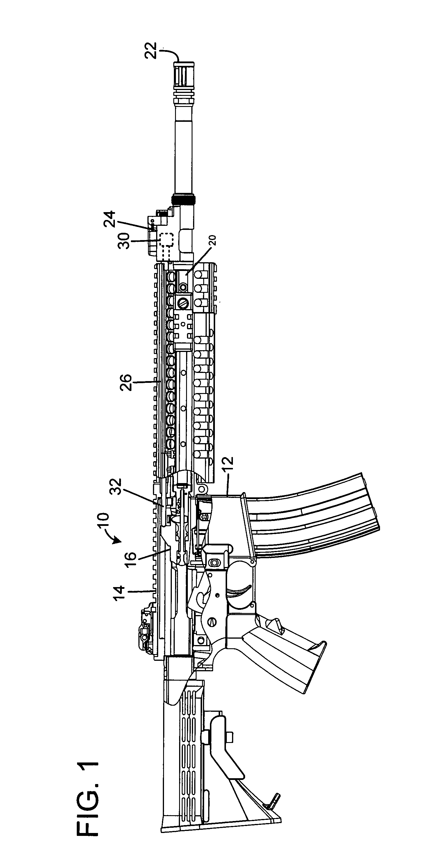 Firearm with gas system accessory latch