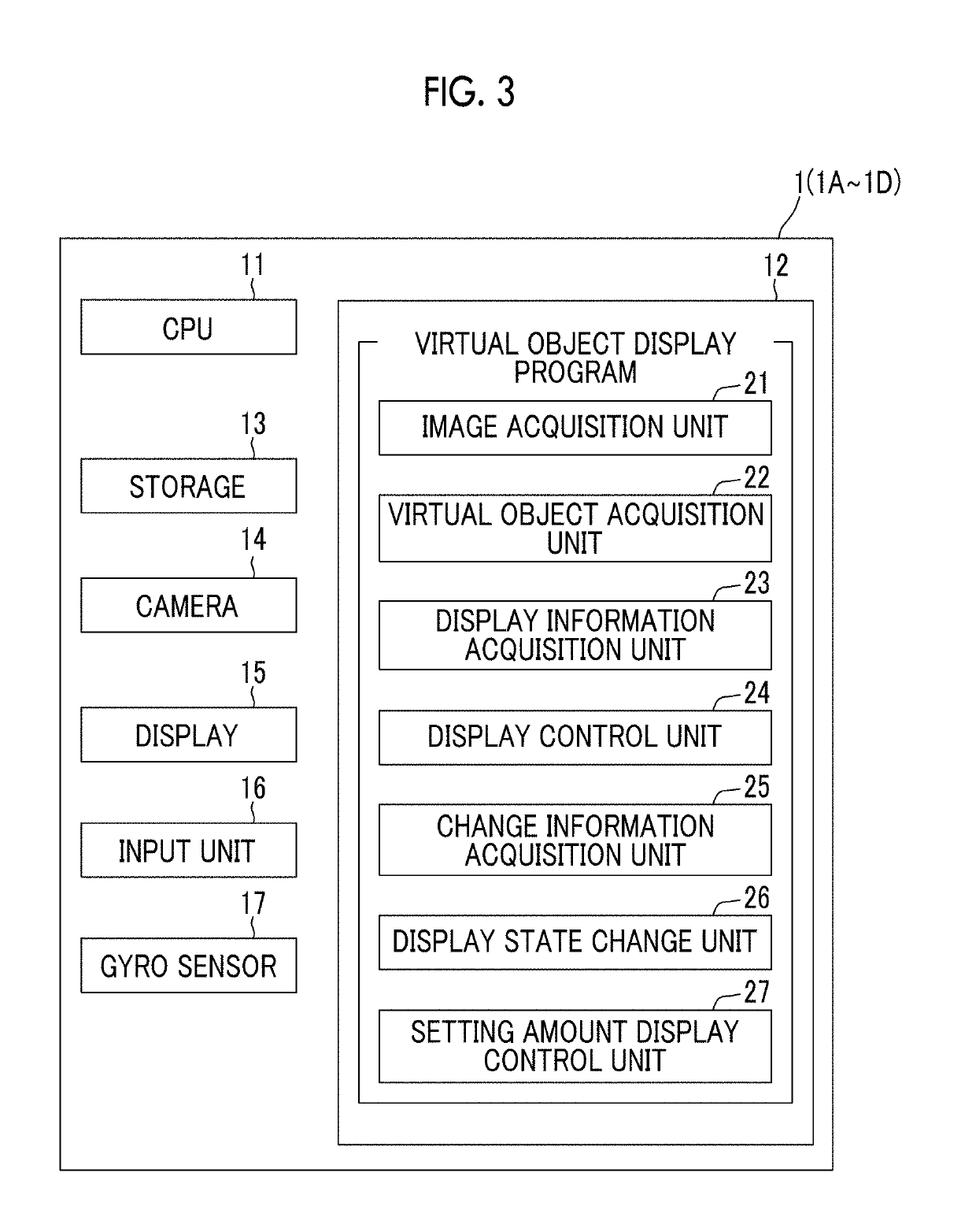 Virtual object display device, method, program, and system