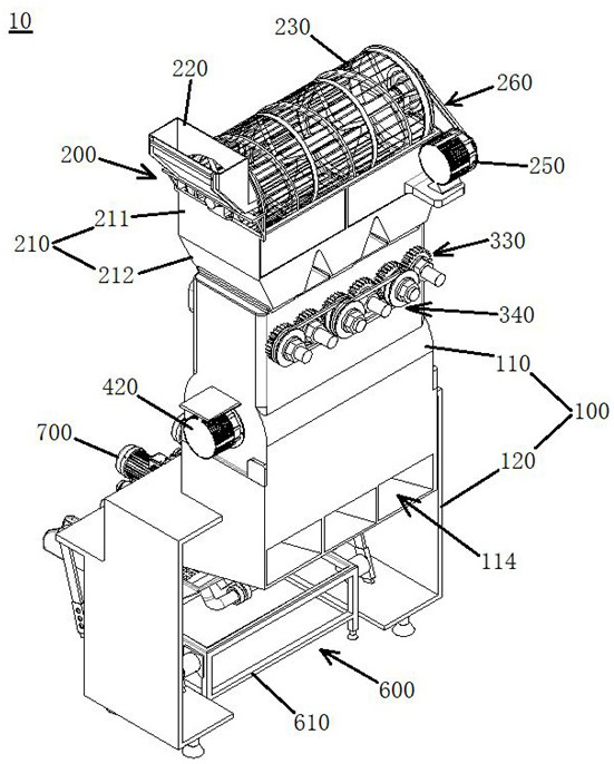 Grading type peanut shell breaking machine with screening function