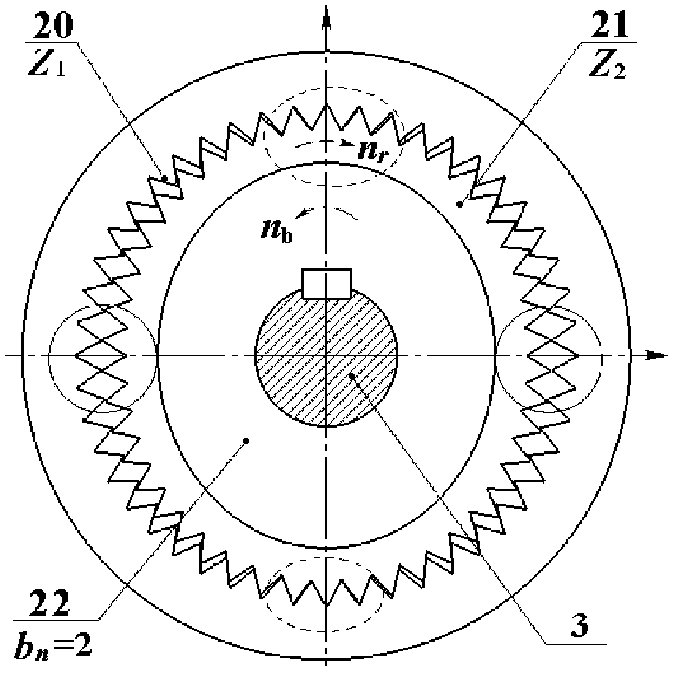 Dual mechanical port magnetic conductance harmonic type electromagnetic gear composite permanent magnet motor