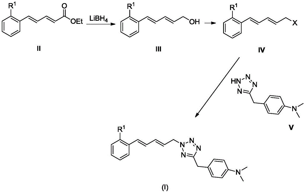 Diene tetrazole aniline compound, its preparation method and use