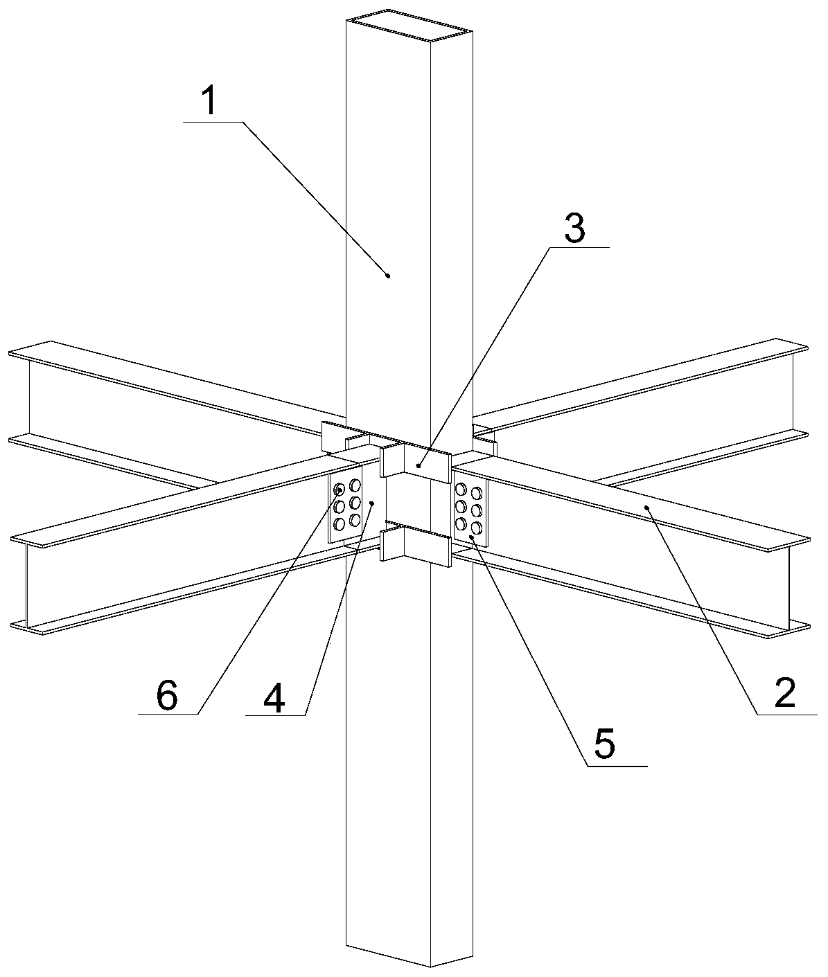 Pi-shaped piece node of flat steel tube concrete column