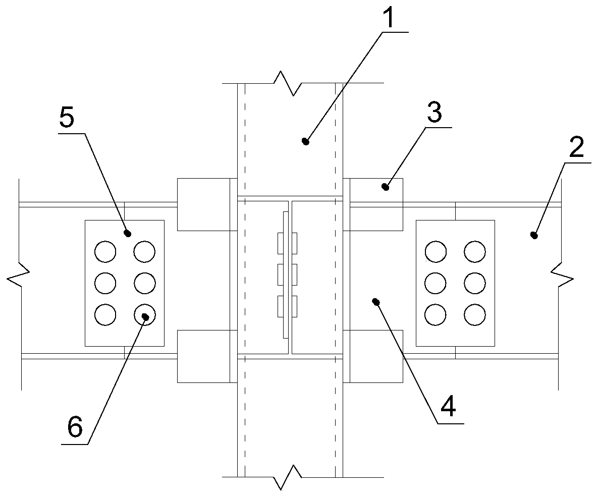 Pi-shaped piece node of flat steel tube concrete column