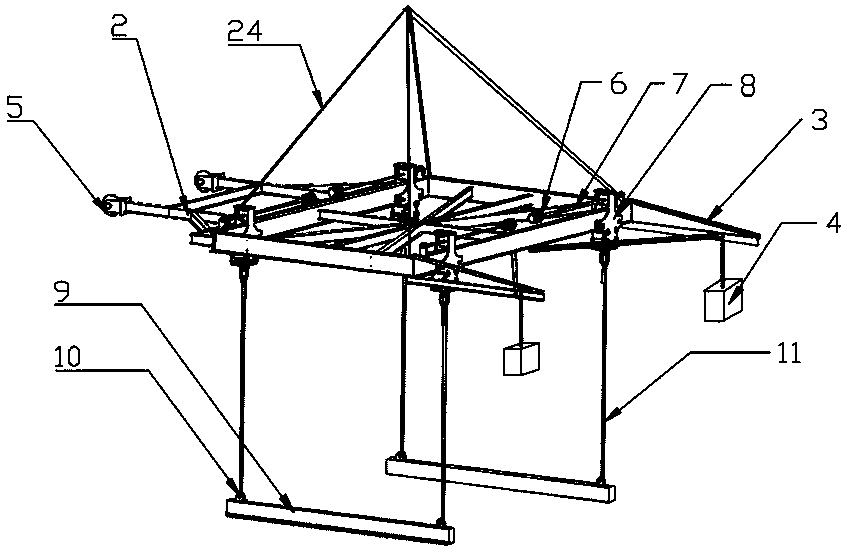 Lifting and lowering auxiliary device for drag system in experimental tank