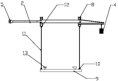 Lifting and lowering auxiliary device for drag system in experimental tank